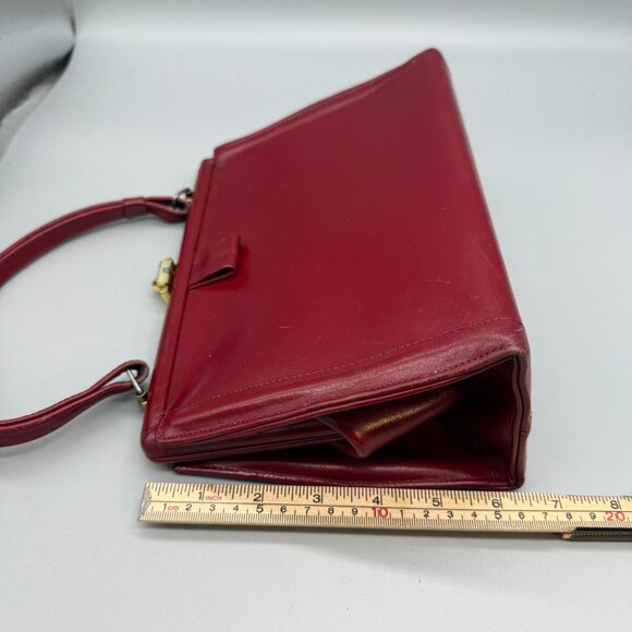 Vintage Rolfs Leather Top Handle Bag Women's Cherry Red Retro Classic - Picture 11 of 13